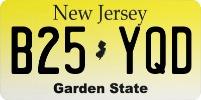 NJ license plate B25YQD