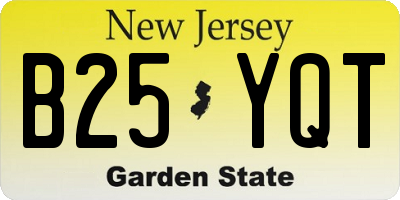 NJ license plate B25YQT