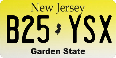 NJ license plate B25YSX