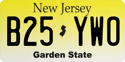 NJ license plate B25YWO