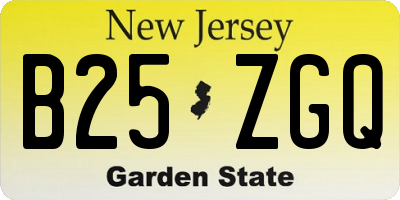 NJ license plate B25ZGQ