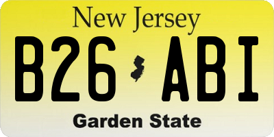 NJ license plate B26ABI