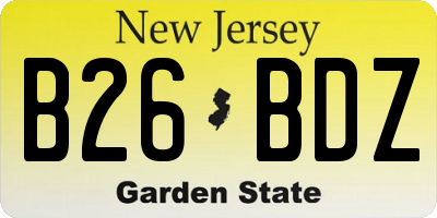 NJ license plate B26BDZ