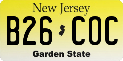 NJ license plate B26COC