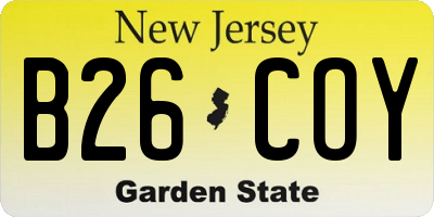 NJ license plate B26COY