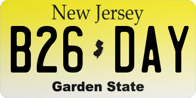 NJ license plate B26DAY