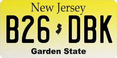 NJ license plate B26DBK