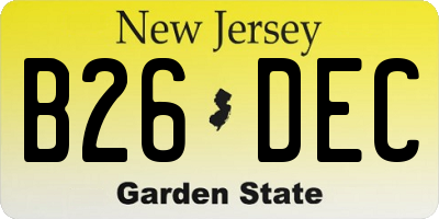 NJ license plate B26DEC