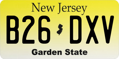 NJ license plate B26DXV