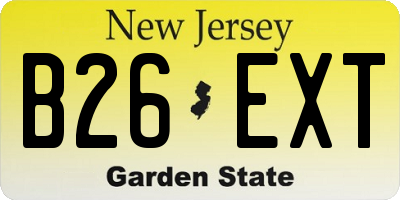 NJ license plate B26EXT
