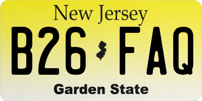 NJ license plate B26FAQ