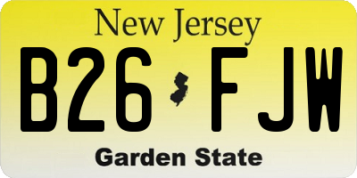 NJ license plate B26FJW
