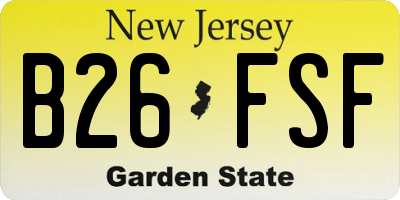 NJ license plate B26FSF
