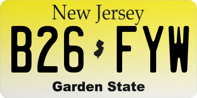 NJ license plate B26FYW