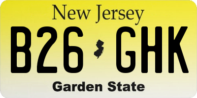 NJ license plate B26GHK