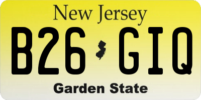 NJ license plate B26GIQ