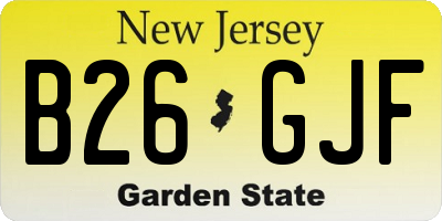 NJ license plate B26GJF