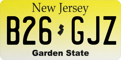 NJ license plate B26GJZ