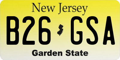 NJ license plate B26GSA