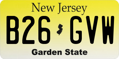 NJ license plate B26GVW