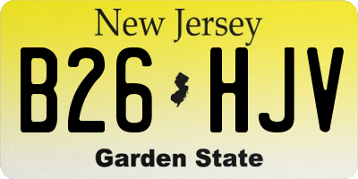 NJ license plate B26HJV