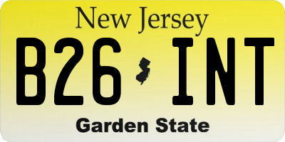 NJ license plate B26INT