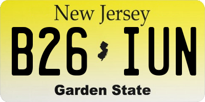 NJ license plate B26IUN