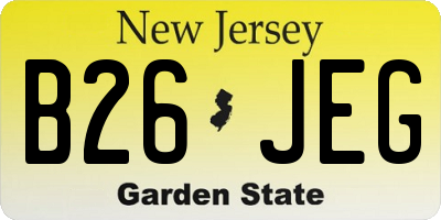 NJ license plate B26JEG