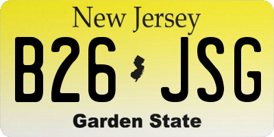 NJ license plate B26JSG