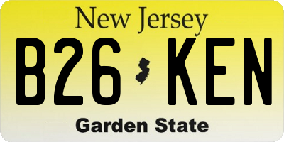 NJ license plate B26KEN
