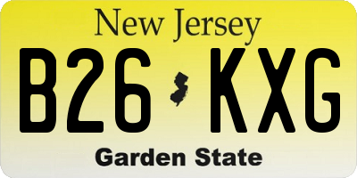 NJ license plate B26KXG