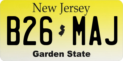 NJ license plate B26MAJ