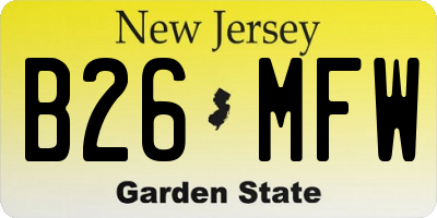 NJ license plate B26MFW