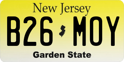 NJ license plate B26MOY