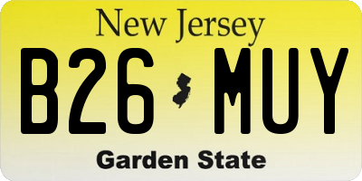 NJ license plate B26MUY