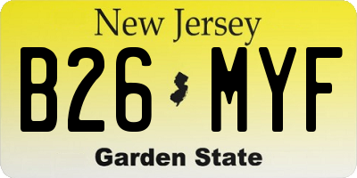 NJ license plate B26MYF