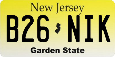 NJ license plate B26NIK