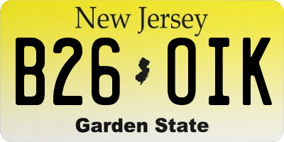 NJ license plate B26OIK