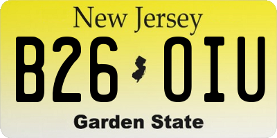 NJ license plate B26OIU