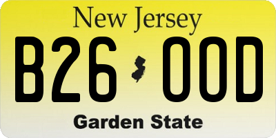 NJ license plate B26OOD