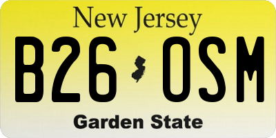 NJ license plate B26OSM
