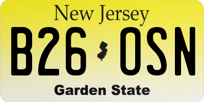 NJ license plate B26OSN