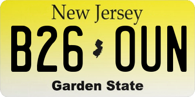 NJ license plate B26OUN