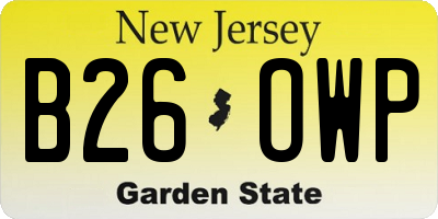 NJ license plate B26OWP