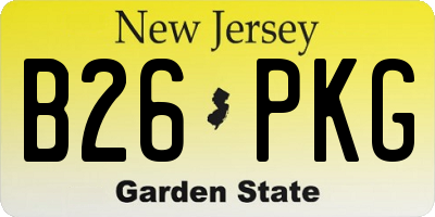 NJ license plate B26PKG