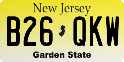 NJ license plate B26QKW