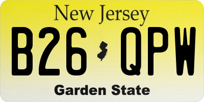NJ license plate B26QPW