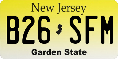 NJ license plate B26SFM