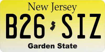 NJ license plate B26SIZ