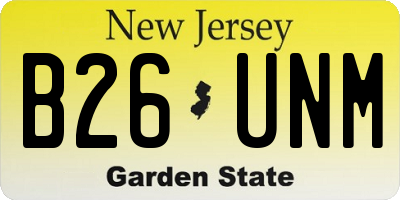 NJ license plate B26UNM